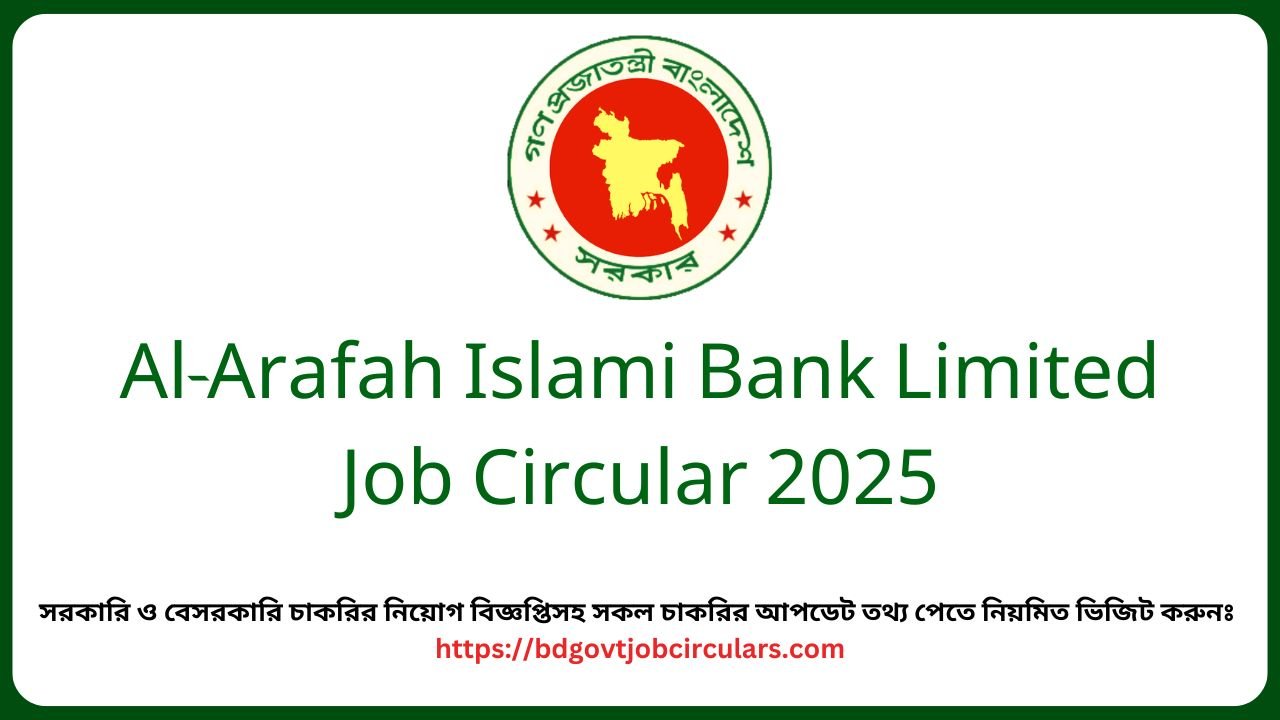 Al-Arafah Islami Bank Limited Job Circular 2025