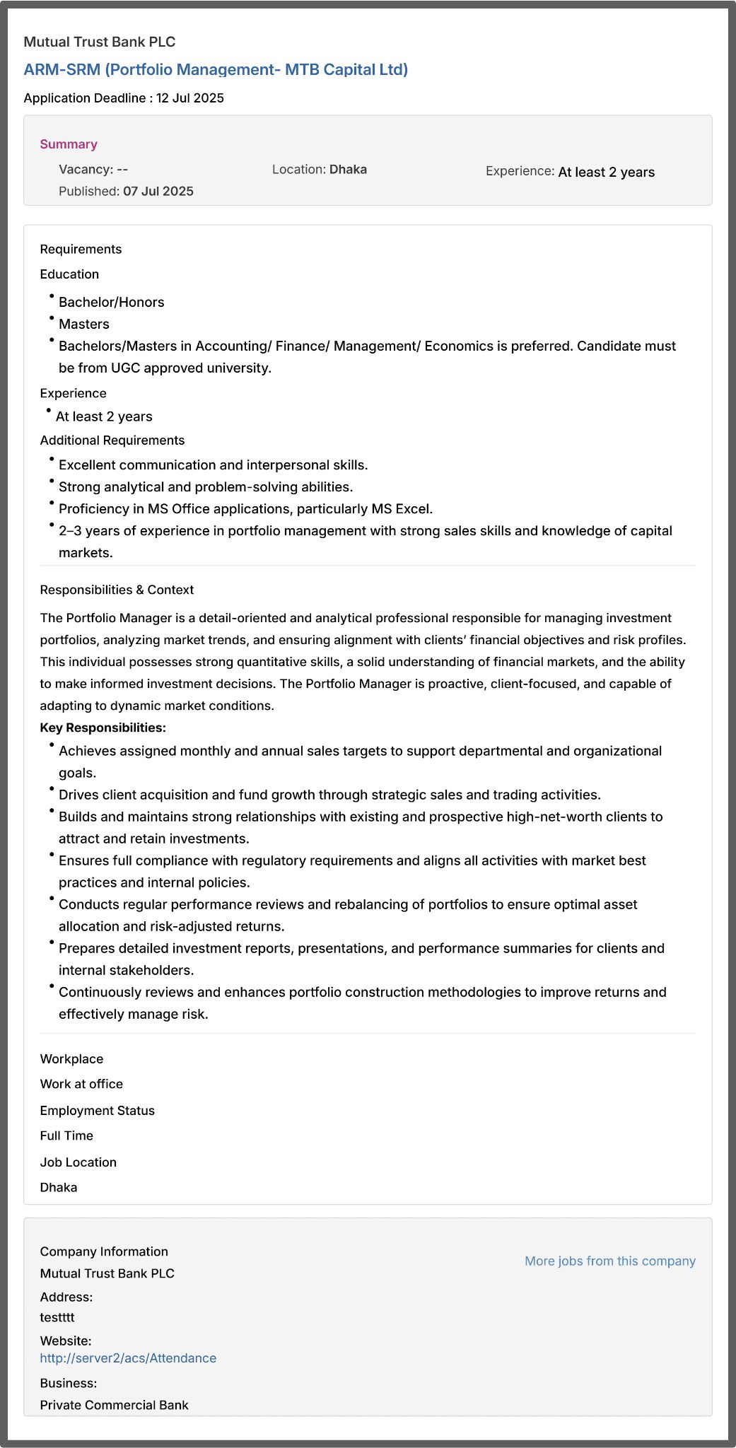 Mutual Trust Bank Limited Job Circular 2025