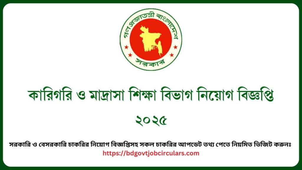 কারিগরি ও মাদ্রাসা শিক্ষা বিভাগ নিয়োগ বিজ্ঞপ্তি ২০২৫